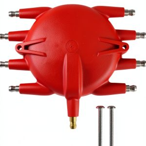 MSD Ignition Distributor Cap 8541 Red Plastic Brass HEI Performance-0