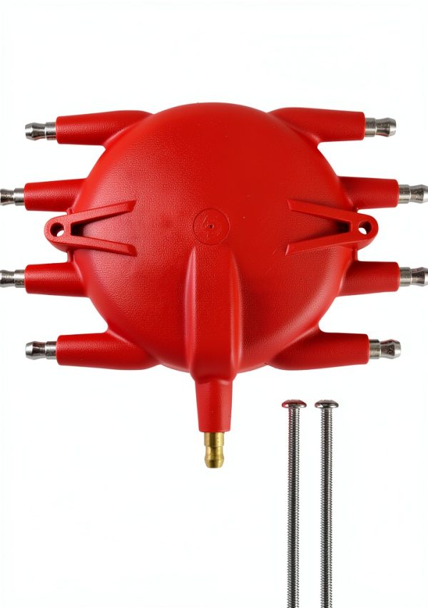 MSD Ignition Distributor Cap 8541 Red Plastic Brass HEI Performance-0