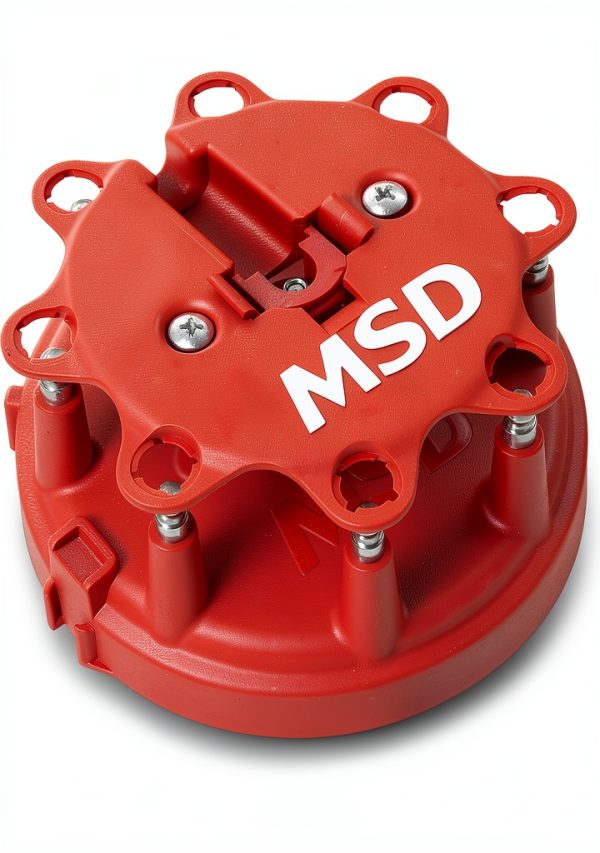 MSD Ignition Distributor Cap 8408 Red Plastic with Brass Finish-1