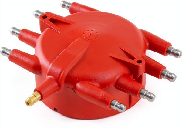 MSD Ignition Distributor Cap 8541 Red Plastic Brass HEI Performance-2