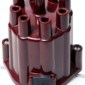 MSD Distributor Cap Extra-Duty 8437 Red Plastic with Brass Finish-0