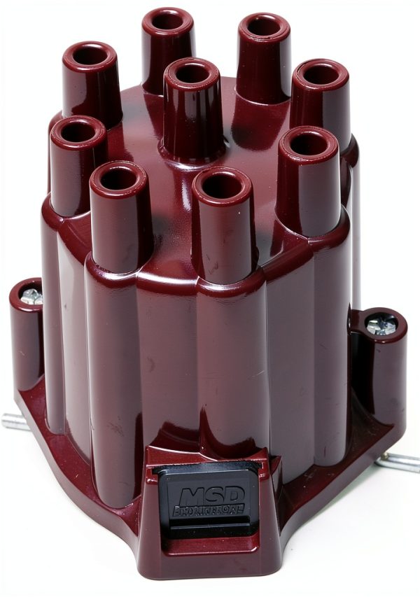 MSD Distributor Cap Extra-Duty 8437 Red Plastic with Brass Finish-0