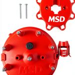 MSD Ignition Distributor Cap 8408 Red Plastic with Brass Finish-0