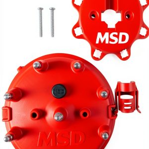 MSD Ignition Distributor Cap 8408 Red Plastic with Brass Finish-0