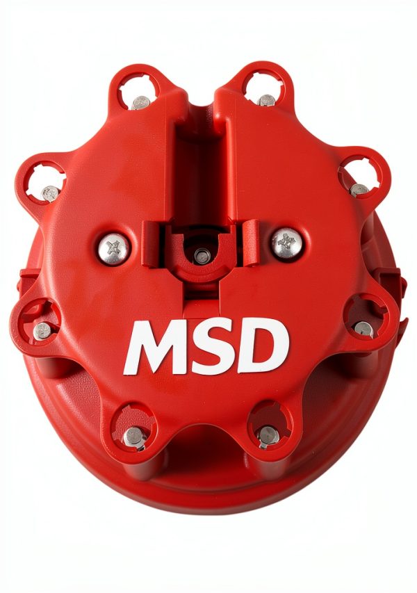 MSD Ignition Distributor Cap 8408 Red Plastic with Brass Finish-2