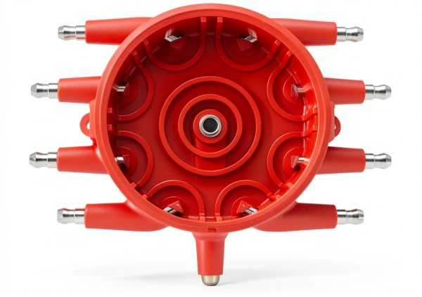 MSD Ignition Distributor Cap 8541 Red Plastic Brass HEI Performance-3