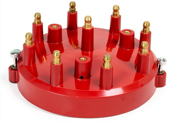 Mallory Distributor Cap 8-Cylinder Comp 9000 Red Plastic-0