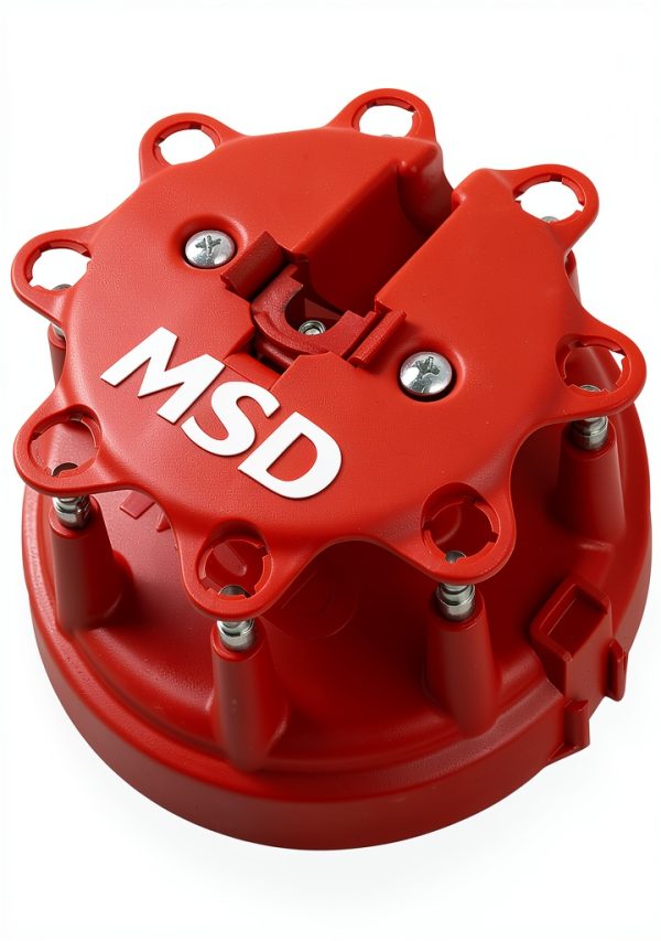 MSD Ignition Distributor Cap 8408 Red Plastic with Brass Finish-3