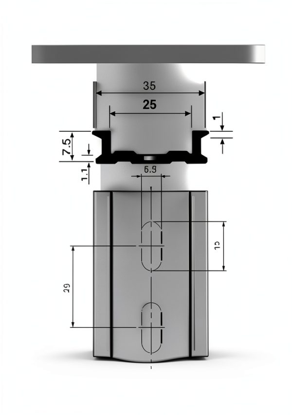DIN Rail 20-Piece Aluminum Rail by Dinkle 6" 35mm Wide 7.5mm High-3