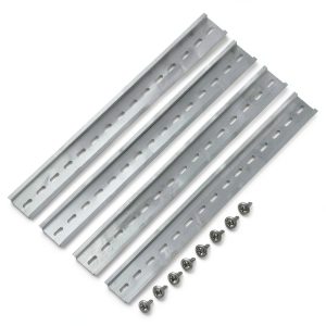 MECCANIXITY DIN Rail Slotted Aluminum Guide 12" Silver Tone 4pcs-0